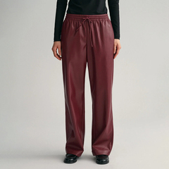 美系行政G 女款  松紧腰抽绳褶皱宽松皮裤 E174