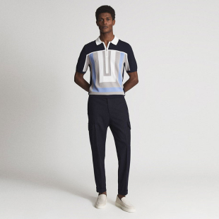 针织上衣 半拉链拼色翻领短袖 B334 男款 英伦简约RS