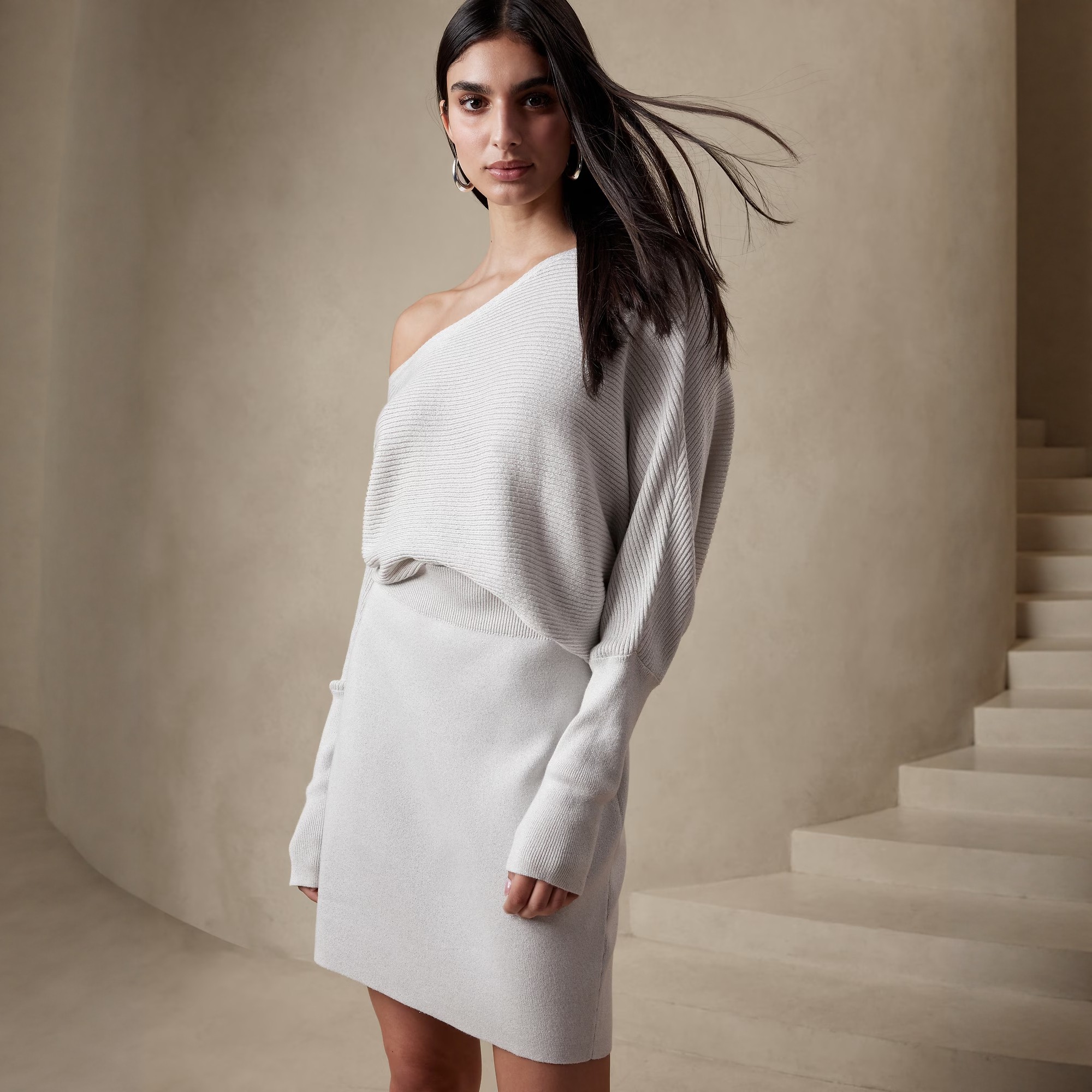 美系蕉国BR 女款 松紧腰金属亮丝针织半身裙 B894