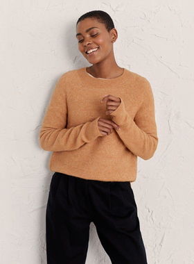 英伦se@s@1t  女款 羊毛羊驼毛混纺插肩袖圆领针织衫 D638