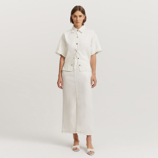 牛仔衬衫 莱赛尔纤维米白短袖 5177 女款 澳洲轻奢C0UNTRY