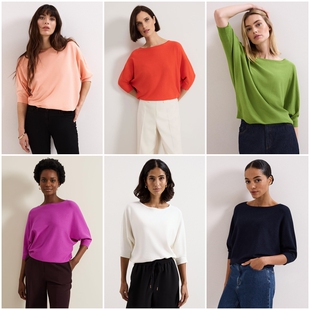 英伦PE 斜领蝙蝠七分袖 针织衫 F817 女款