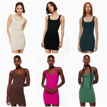 加拿大红牌 女款 塑形纱线方领迷你针织连衣裙 2747