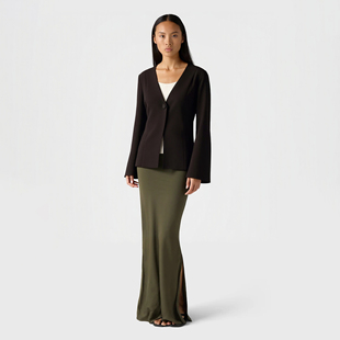 外套 瑞典斯德哥尔摩MR 一粒扣西装 柔软弹力绉布V领薄款 146A 女款