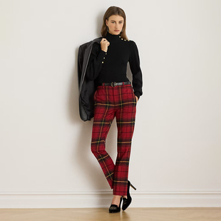 针织衫 美式 莫代尔混纺半高领单肩小金扣长袖 女款 D985 老钱风