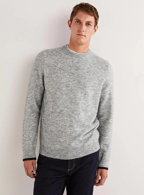 英伦BD 男款  马海毛羊毛混纺蓬松圆领撞色针织衫 C732