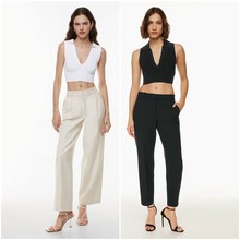 加拿大红牌 女款 塑型纱线弹力罗纹V翻领短款针织背心 1683