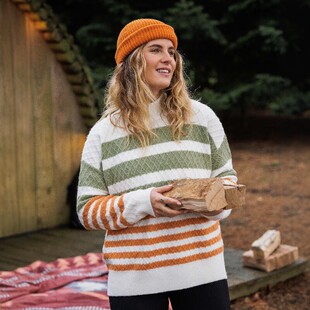 F731 半高领交叉纹理条纹针织衫 英伦户外山系PSG 女款