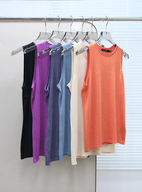 美式老钱风 女款  莫代尔真丝混纺圆领针织背心 C219