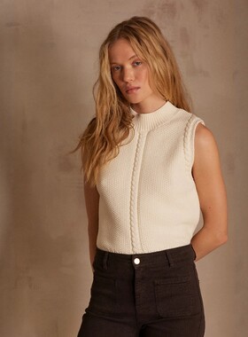 法系轻奢M123 女款 圆领绞花无袖针织背心 E826