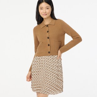 美系J 女款 翻领短款针织开衫外套 D658