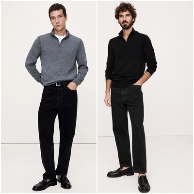 美系蕉国BR 男款 100美利奴羊毛半拉链长袖针织衫 D689