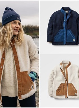 英伦户外山系PSG 女款 拼接羊羔绒按扣宽松外套 D373