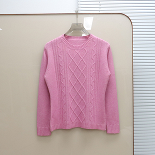 真丝羊绒混纺圆领绞花针织衫 女款 E059 出岛国 面料控入