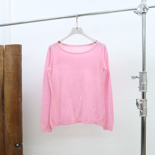 426 面料控入 针织衫 100开司米山羊绒撞色饰边长袖 E145 女款