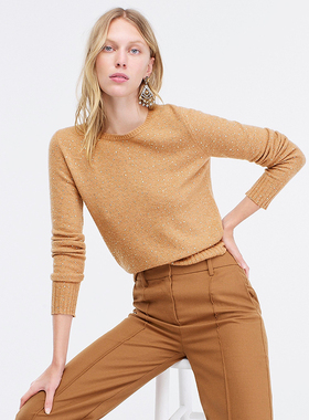 美系J  女款 羊毛羊驼毛混纺圆领镶钻长袖针织衫 D665