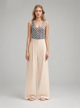 法系Z威 女款 亚麻星星印花针织背心 4090