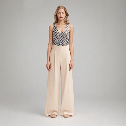 法系Z威 女款 亚麻星星印花针织背心 4090