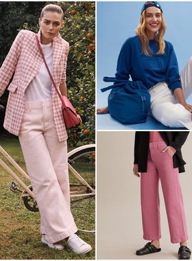 澳洲轻奢C0UNTRY 女款 澳洲棉大地色斜纹高腰阔腿牛仔裤 7色 5179