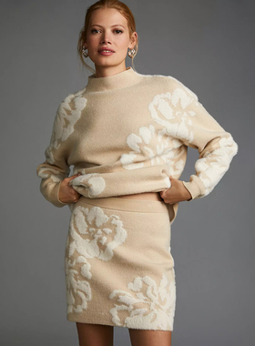 美系安@NTHR0 女款 半高领毛绒针织衫套装 E543