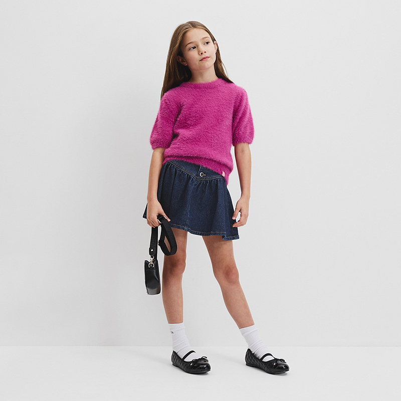 澳洲轻奢C0UNTRY  童装 羊毛混纺圆领蓬松短袖针织衫 D342