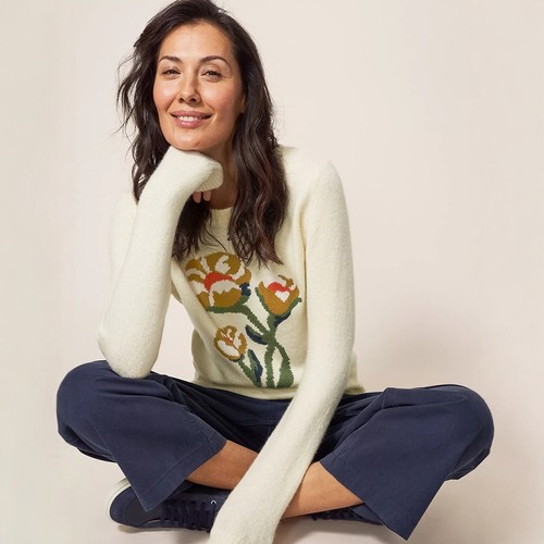 英伦生活方式品牌WHITE 女款 羊毛混纺圆领提花针织衫 7285