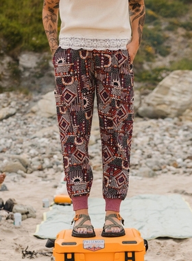 英伦户外山系PSG 女款 莫代尔混纺松紧腰印花束脚裤 B222