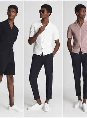 英伦简约RS 男款  古巴领短袖针织上衣 4219