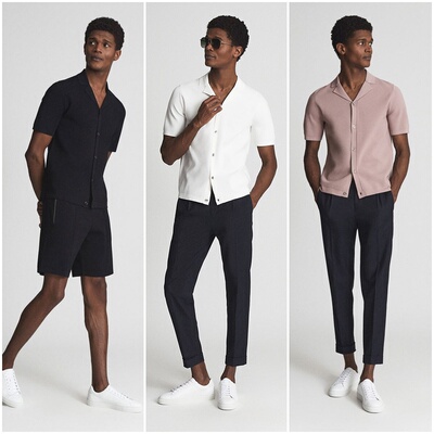 英伦简约RS 男款  古巴领短袖针织上衣 4219