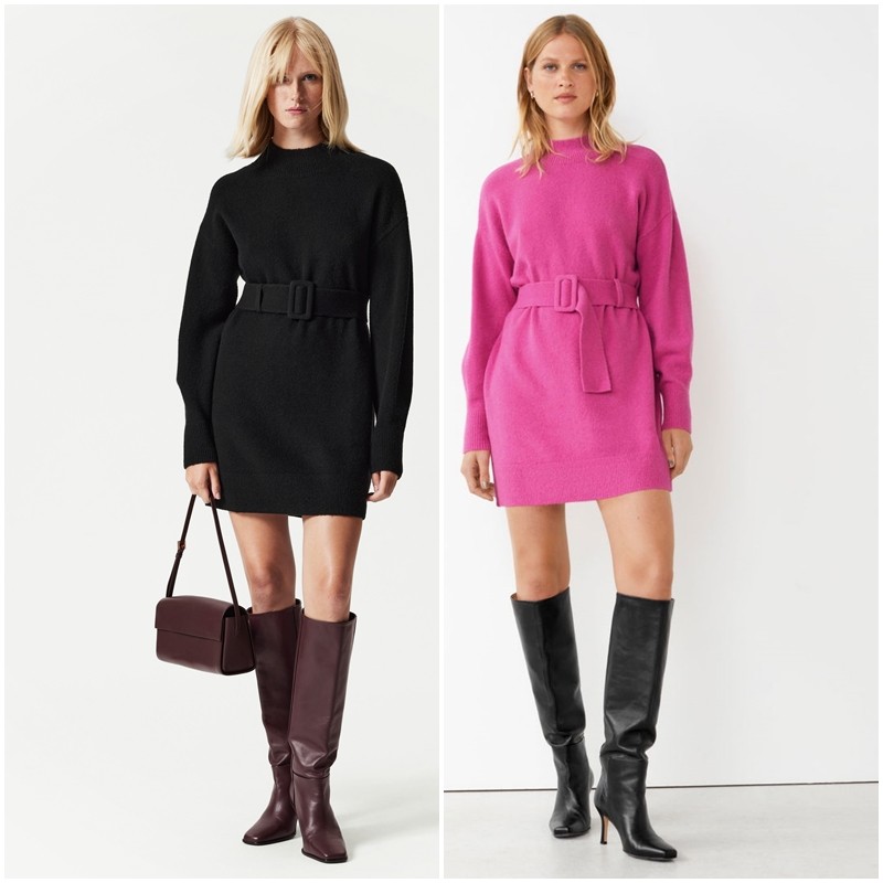 北欧风0S 女款 迷你针织连衣裙 无腰带 7029