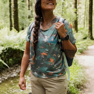 T恤 圆领印花打结速干短袖 B199 女款 英伦户外山系PSG