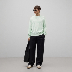 5538 绿色扎染风棉质圆领针织衫 法系KN20 男款