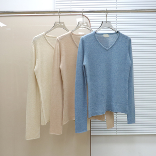 针织衫 面料控入 100羊绒V领长袖 女款 E062 出岛国