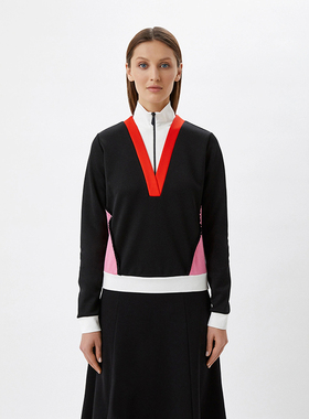 意大利奢品Tru撤柜 女款 半拉链拼接长袖针织衫 E338