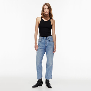 蓝色洗水高腰宽松直筒牛仔裤 女款 4819 F0RUM 加拿大DEN1M