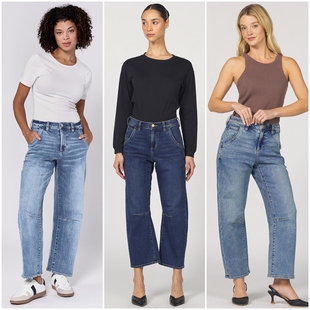 蓝色洗水桶形牛仔裤 女款 F625 丹宁DJ 美式