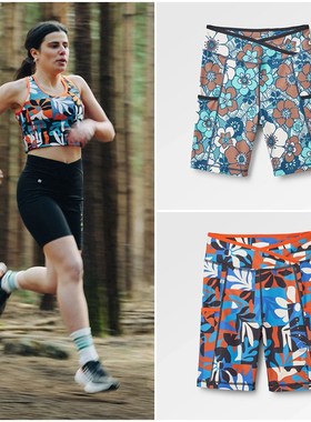 英伦户外山系PSG 女款 松紧腰印花运动紧身短裤 B223