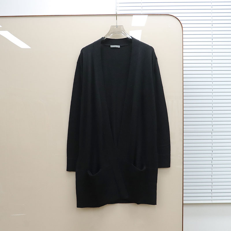 美系简约踢H日本线 女款 100羊毛OEPN中长款针织开衫 D728