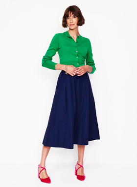 英伦BD 女款 羊毛混纺贝壳边长袖针织开衫 C715