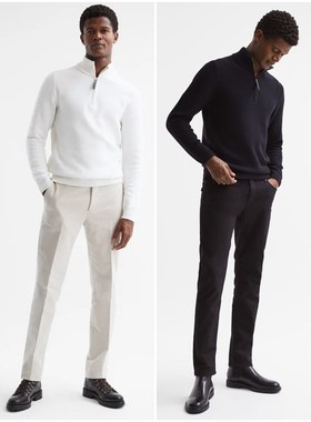 英伦简约RS 男款 菠萝针半拉链长袖针织衫 C840