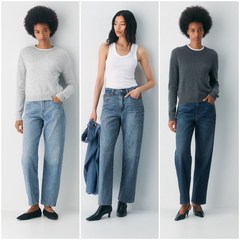 加拿大红牌DF 女款  意大利面料蓝色洗水高腰直筒牛仔裤 D974