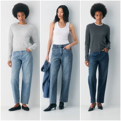 加拿大红牌DF 女款  意大利面料蓝色洗水高腰直筒牛仔裤 D974