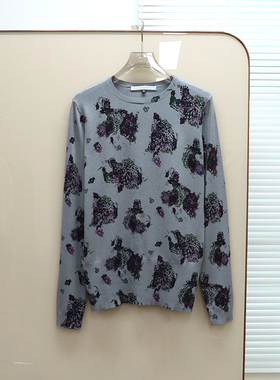 西班牙轻奢AD 女款 圆领印花收腰长袖针织衫 C321