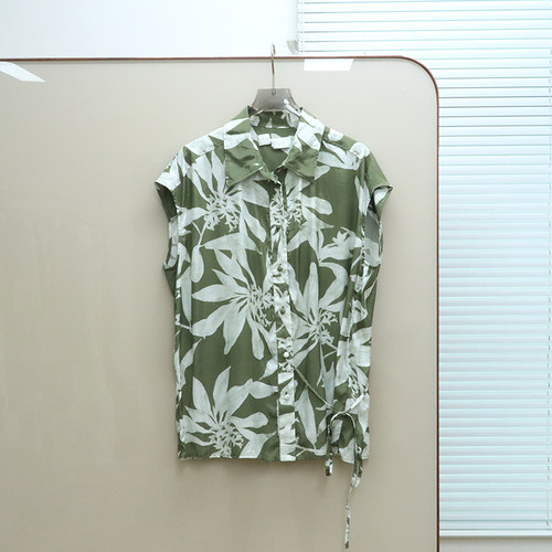 德系奢牌M0P 女款  翻领印花无袖衬衫 H588