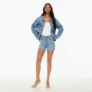 蓝色洗水50年代高腰虚边牛仔短裤 女款 4152 F0RUM 加拿大DEN1M