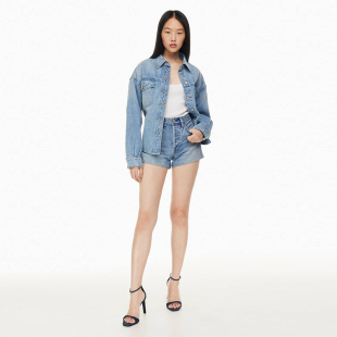 前男友靛蓝洗水侧开叉高腰牛仔短裤 女款 4155 F0RUM 加拿大DEN1M