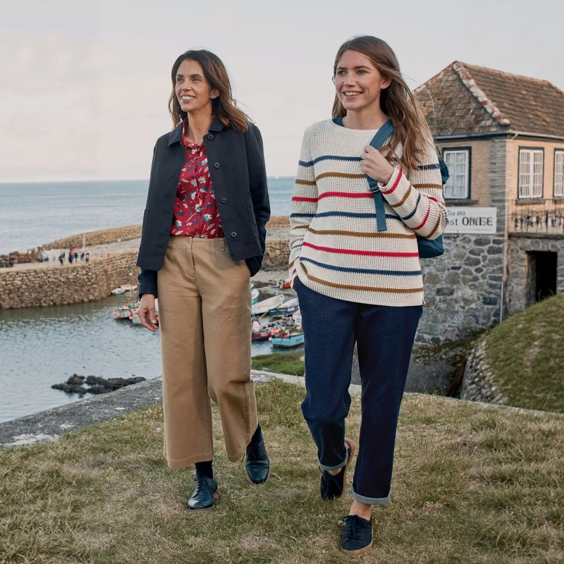 英伦se@s@1t  女款 圆领条纹宽松长袖针织衫 D632