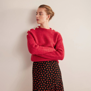 C751 蓬松马海毛羊毛混纺肩扣毛衣 英伦BD 女款