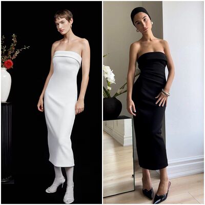 加拿大红牌 女款 双层绉纱晚礼服楼价抹胸款连衣裙 A444