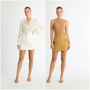 口袋腰带半身裙 斜纹工装 A571 女款 澳洲轻奢SHK